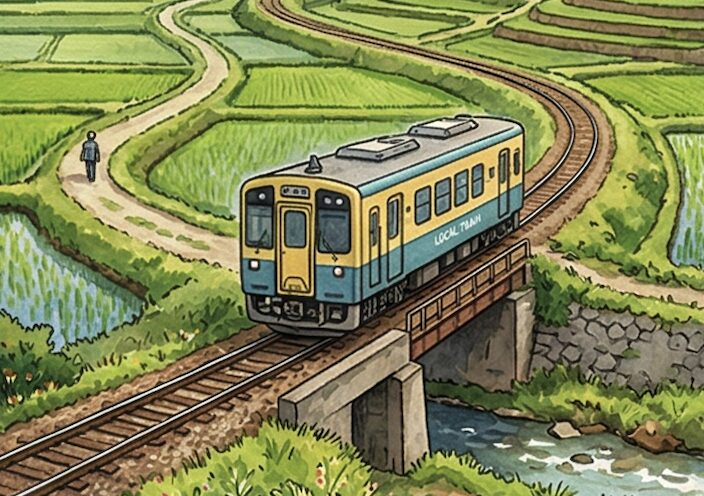 田舎を走る普通電車